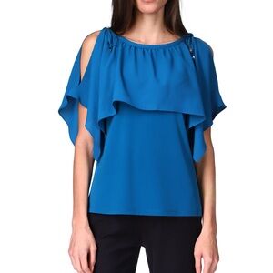 Michael Kors Blue Flounce Top size XL